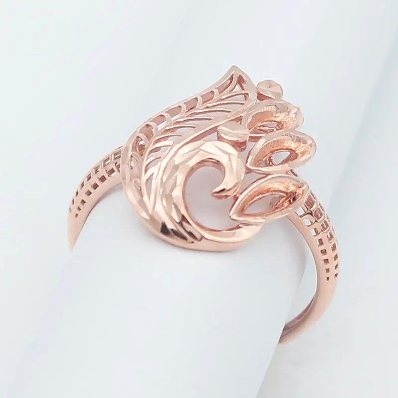 Фиолетово-золотое кольцо с павлином, Простое, с характером, Живой дизайн, Кольцо с покрытием из розового золота.
