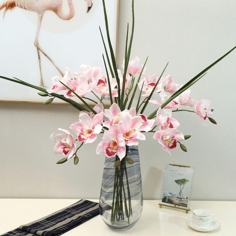 

Simulated Touch Cymbidium Goeringii Simulated Cymbidium Goeringii Home Living Room Decoration Artificial Flower Bonsai світло-рожевий колір