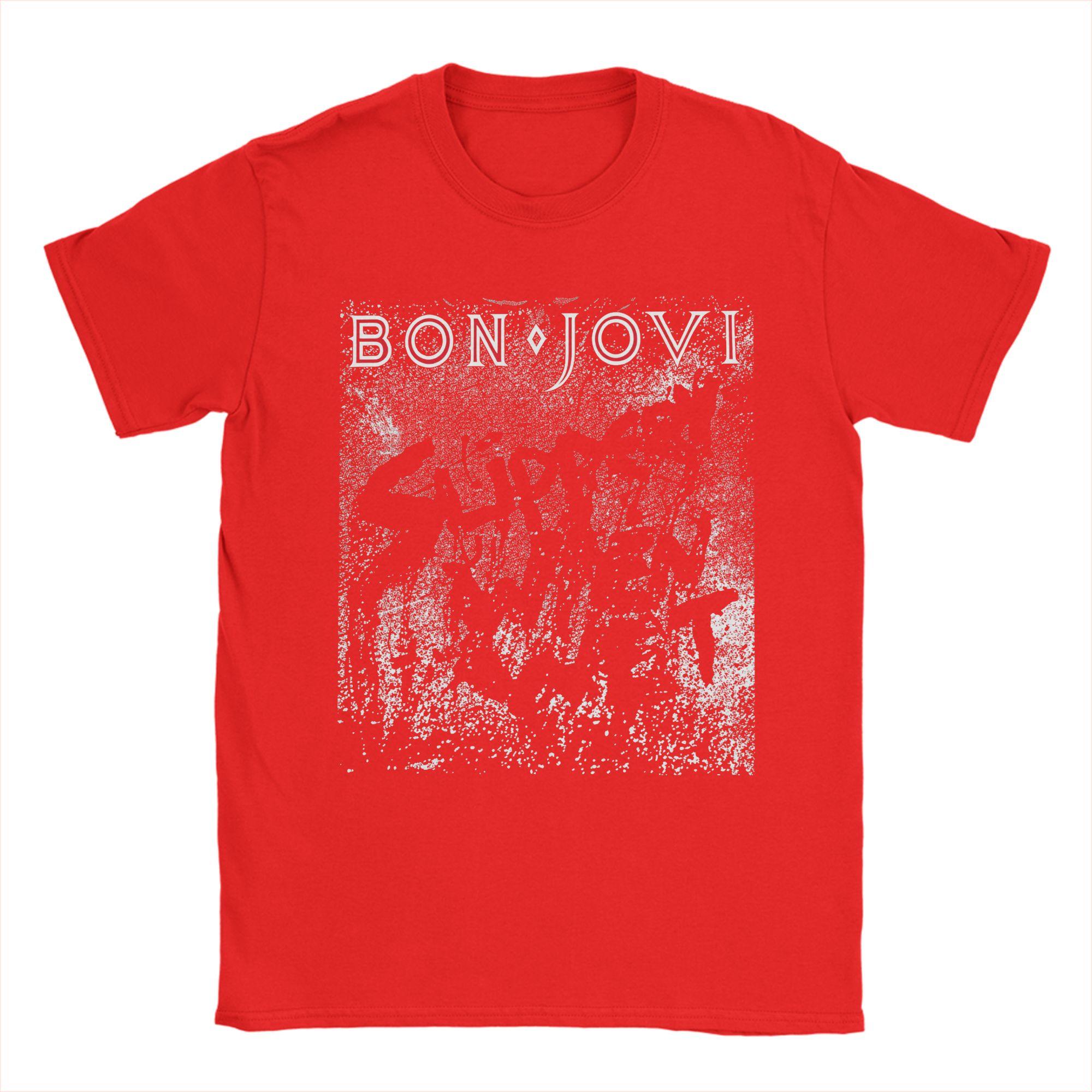 

Men s Bon Jovi Slippery Cover T Shirt 100% Cotton Clothing Vintage Short Sleeve Round Neck Tee Shirt Summer T-Shirts S