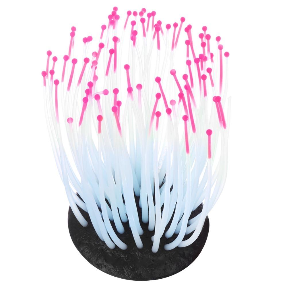 

Colorful Artificial Coral Plant Glowing Effect Silicone Aquarium Ornament Suction Cup Underwater Landscape Decor Betta Fish Tank