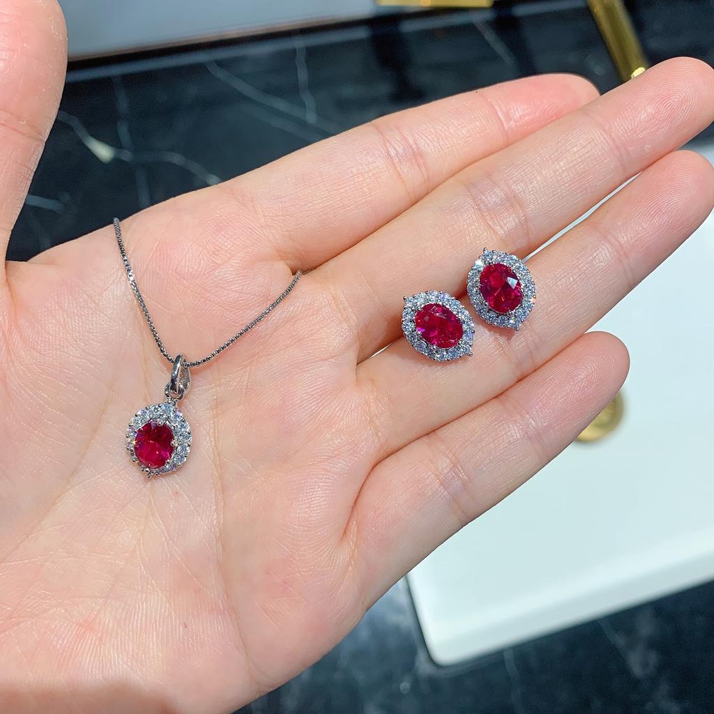 WNFU Women's Jewelry Set, Red Corundum, Copper