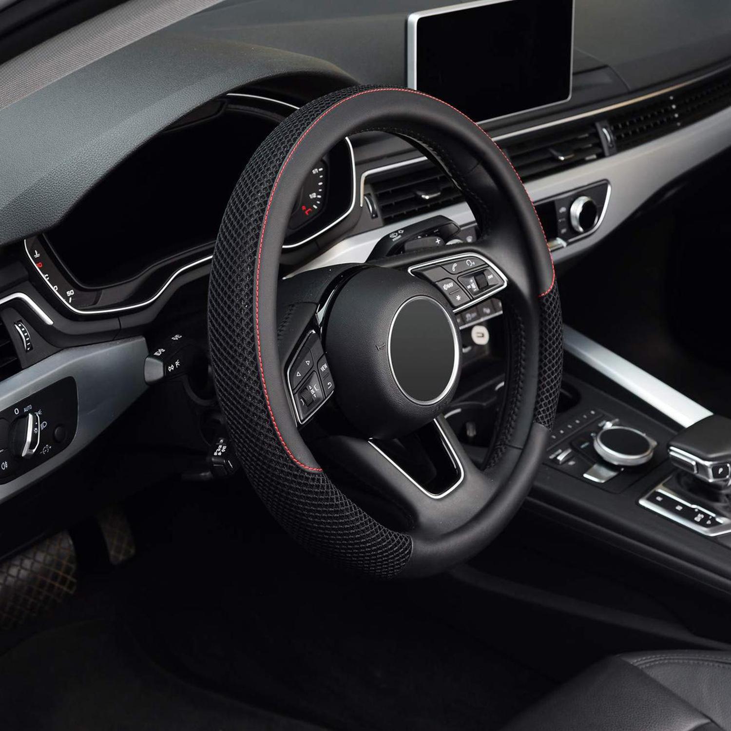 

1 шт. Чехол на руль автомобиля Ледяной шелк Черный Для автомобиля