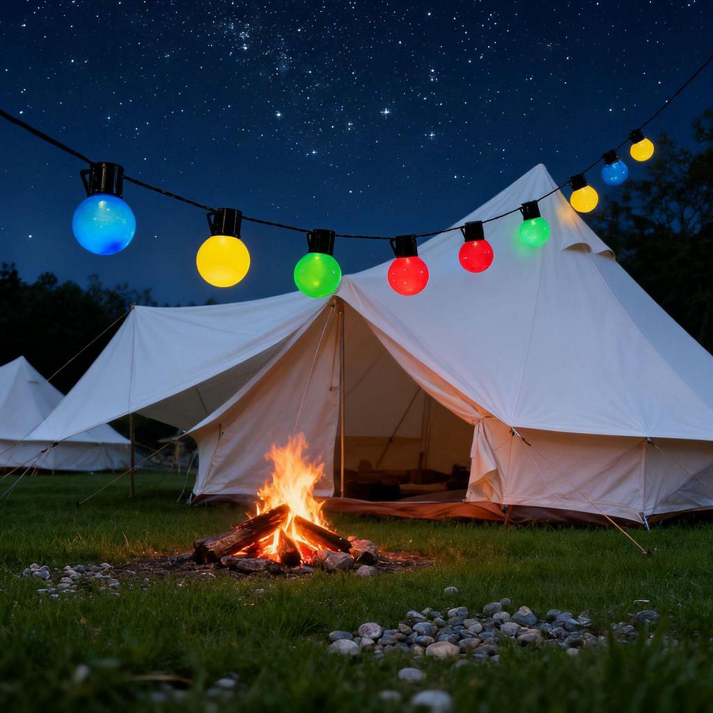 Waterproof Outdoor LED Solar String Lights - High Brightness G50 Bulbs for Camping, Courtyard, and Christmas Decor