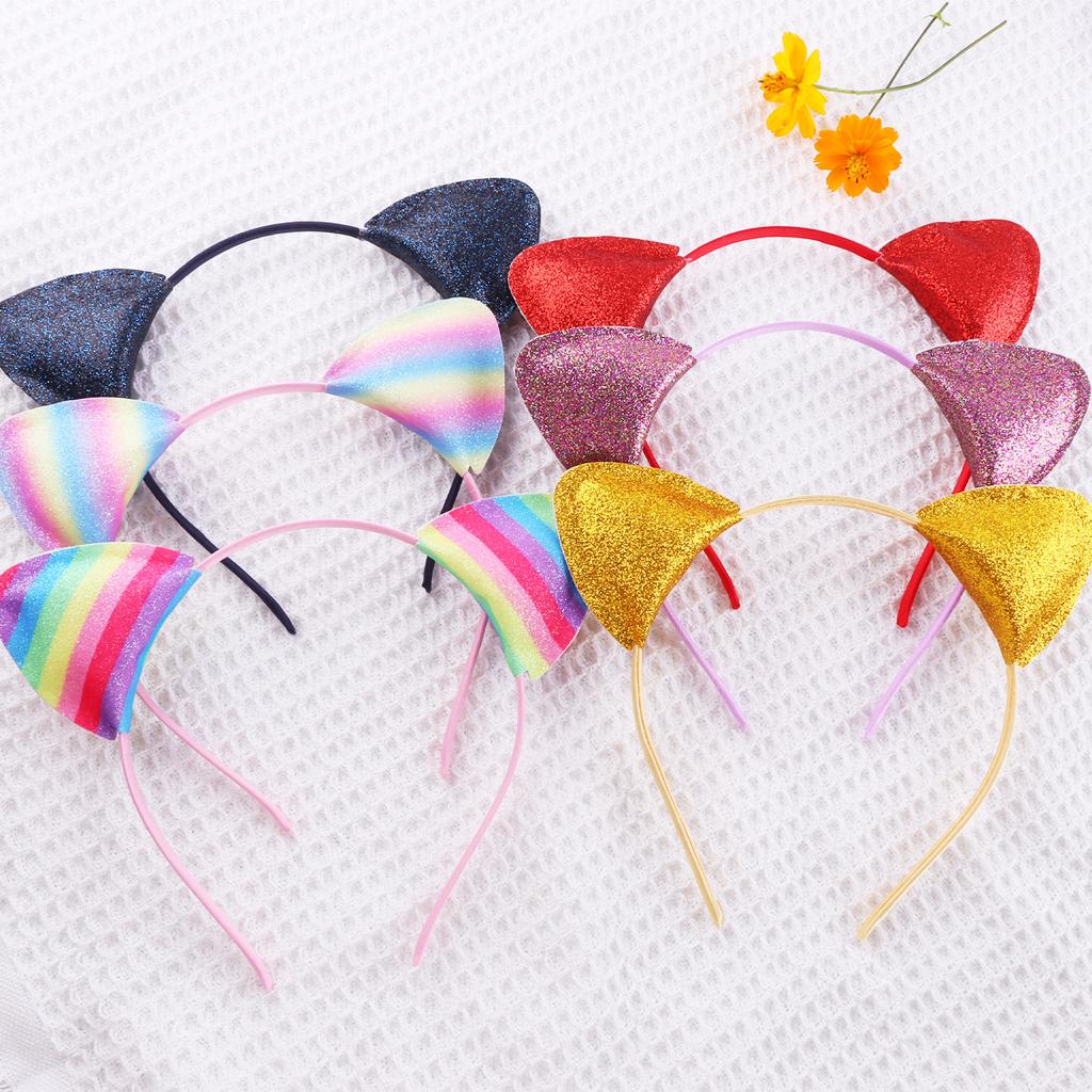 Party Delicate Glitter Cat Ear Headband Hair Band Hair Hoop for Women Girls for Party Celebration and Daily Wearing