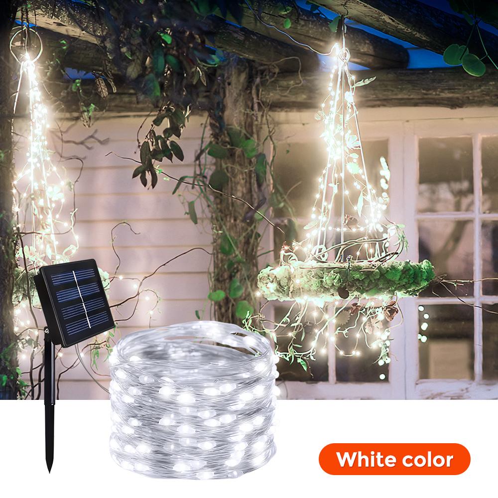 

Уличные светодиодные солнечные гирлянды Fairy, 300/200/100/50 светодиодов, медно-серебряная проволочная гирлянда, водонепроницаемая, 8 режимов для рождественской свадьбы 7m 50 leds