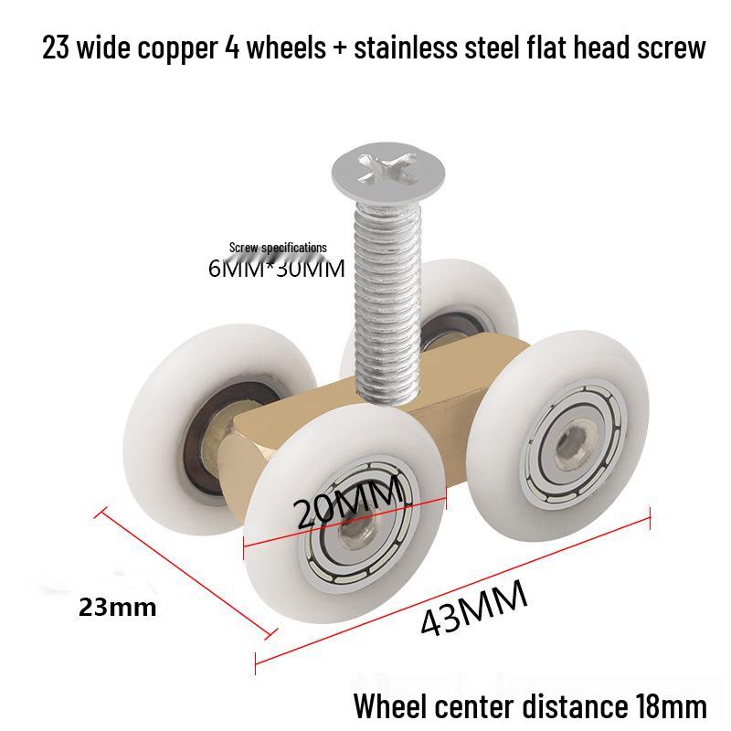 Glass Shower Sliding Door Wheel and Tapered Hanging Clip Pulley