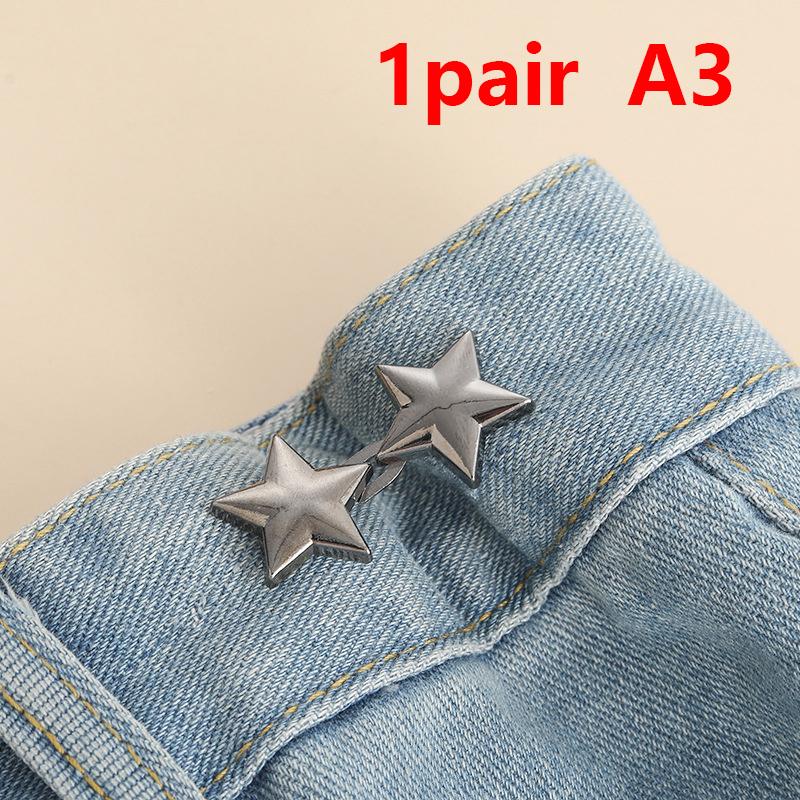 1 Pair Jeans Button Adjustable Clips For Pant Skirts Waist Tightener Buckle Snap Button Adjuster Pants Pin Retractable Button