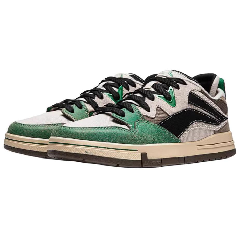 New LiNing Wave Pro Lightweight And Breathable Low-Top Skateboard Shoes Men's Gray Green AECU025-1