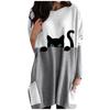 Women Plus Size Cat Printing Pullover Long Sleeve Sweatshirt Shirts Tops