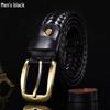 Men's Artistic Retro Woven Leather Belt with Pin Buckle - Ethnic Style Mesh Design