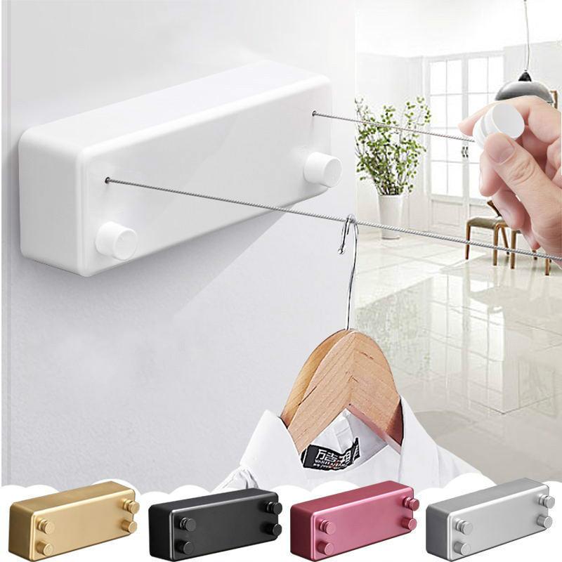 Invisible Retractable Clothes Drying Rack No Drill 304 Stainless Steel Wire for Balcony Bathroom Indoor Outdoor with Aluminum