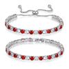 Two-Tone White Gold Plated Tennis Bracelet Set with Colored Zircon and Diamonds