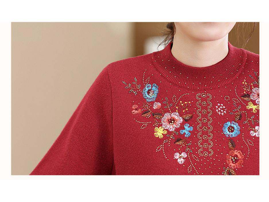 Mom's Winter Fleece-Lined Warm Top Sweater for Middle-Aged & Elderly Women