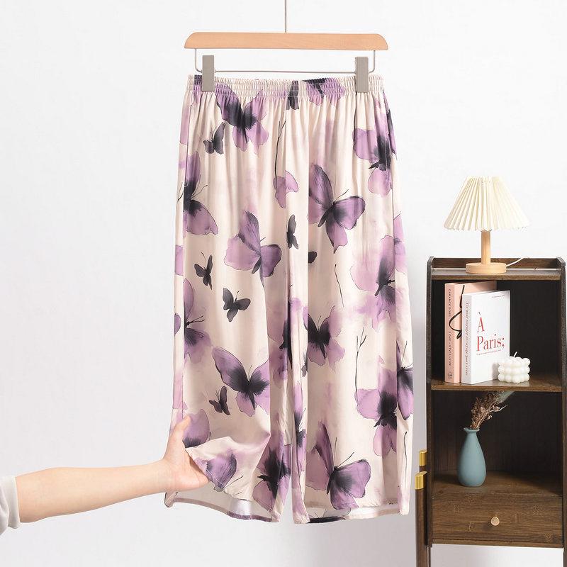 Stylish Cotton Silk Plus Size High Waist Cropped Skirt Pants - Lightweight, Versatile, and Perfect for Summer.