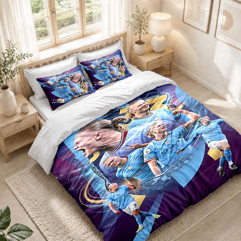 Bedding Set 1 Duvet Cover 2 Pillowcases Erling Haaland Print Bedroom Home Decoration