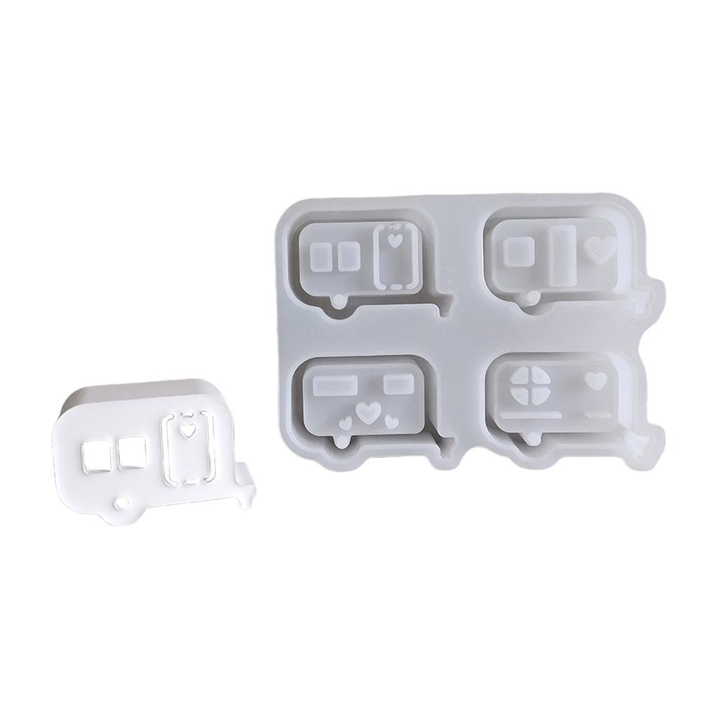 Desk Ornament Mould Flexible Silicone Mold for Easter Hollow Bus Shaped Atmosphere Light Festival Home Decoration Mold