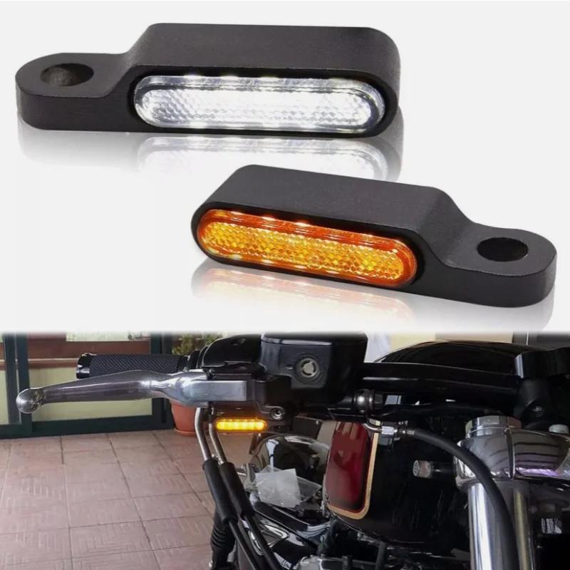 2Pcs Motorcycle Mini Led Turn Signal Light Blinker White Running Lamp Handlebar Indicators Lamps for Harley Davidson Accessories