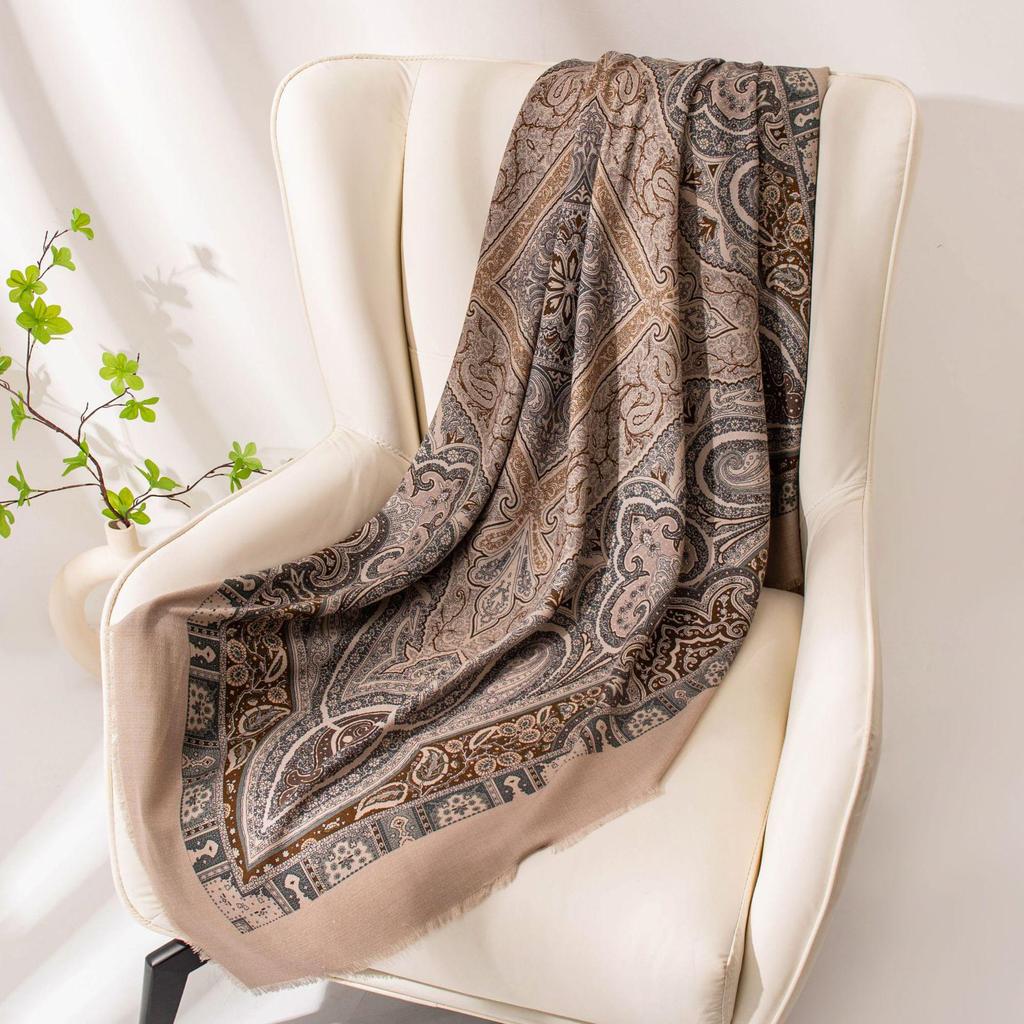 Autumn Paisley Diamond Print Double-Sided Vintage Women's Neck Scarf