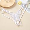 Women's Sequin Embroidered Butterfly Flower Open Crotch Thong - Transparent Hollow-Out Lingerie.