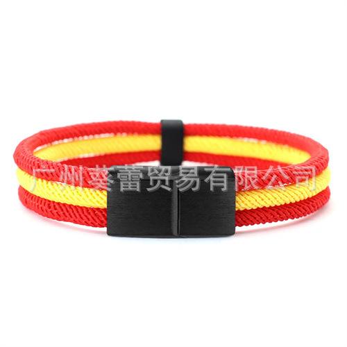 Nationale Flagge Armband Edelstahl Schwarze Schnalle Deutschland Frankreich Spanien Brasilien Ukraine Nationale Flagge Armband Hersteller