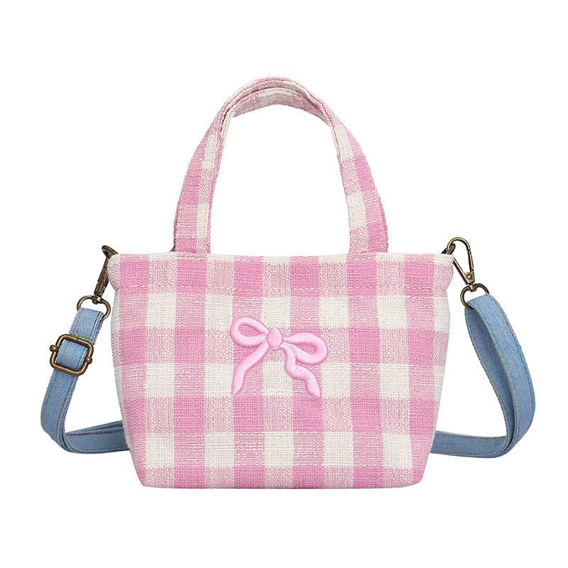 Stylish And Cute Canvas Letter Printed Shoulder Bag For Kids Unisex Backpack розовый