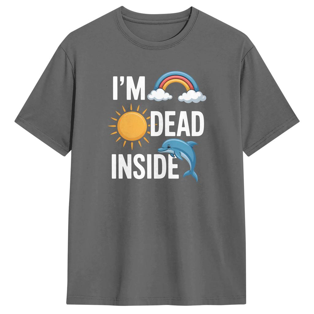 IM Dead Inside Cotton TShirt For Unisex Summer Y2K Basic TShirts Crew Neck Hippie Tee Shirt Big Size Custom Logo Clothes