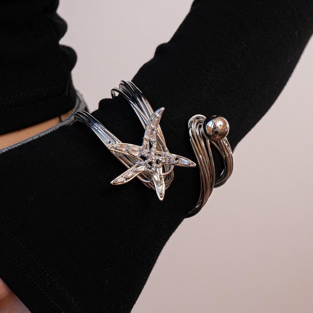 Jewelry Star Armband Arm Chain Rhinestone Crystal Starfish Bangles Starfish Cuff Bracelets Girls