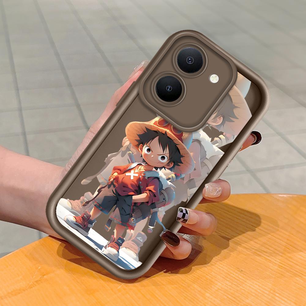 

Мягкий силиконовый квадратный чехол с рисунком лестницы для телефона, полное покрытие, противоударный защитный резиновый чехол для камеры для Vivo Vivo Y100 5G коричневый