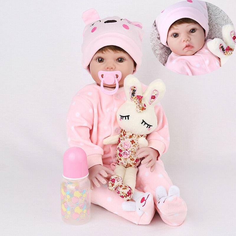 Handmade 20 Inch Soft Vinyl Silicone Reborn Baby Doll With Fair Skin Tone