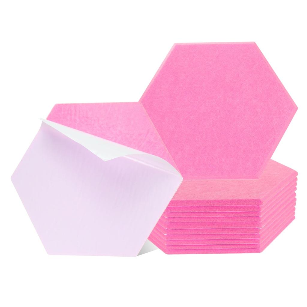 Uxcell 12-Piece Self-Adhesive Acoustic Panels, 12" X 10" X 0.4", Good Density Soundproof Padding, Hexagonal Soundproof Absorbent Panels, Insulation,