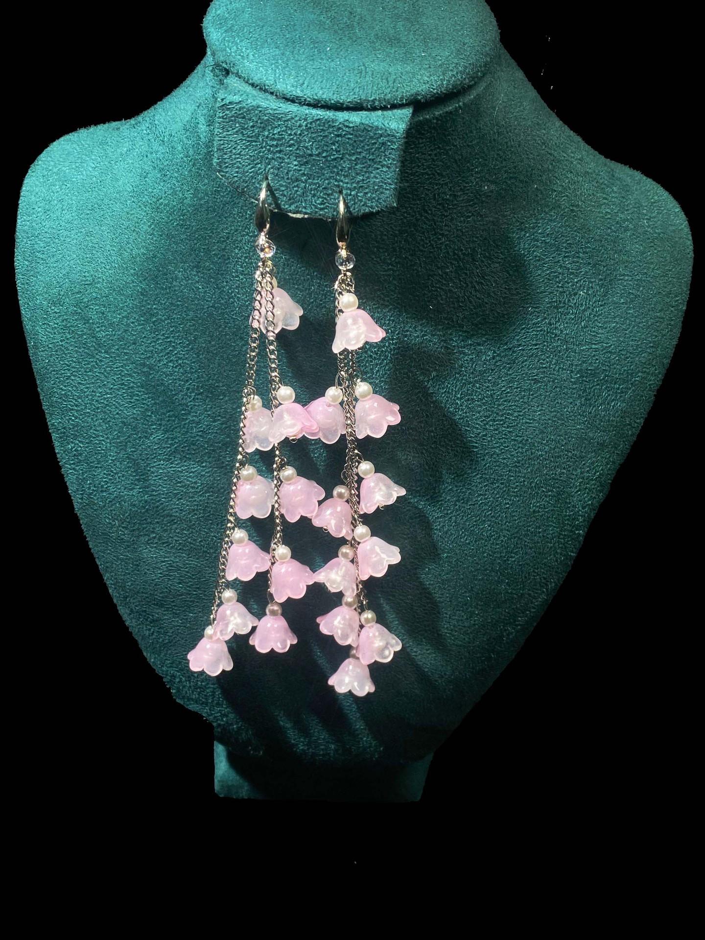 Серьги Ландыши Длинные Серьги с Бахромой Милые и Прелестные Супер Сказочные Серьги