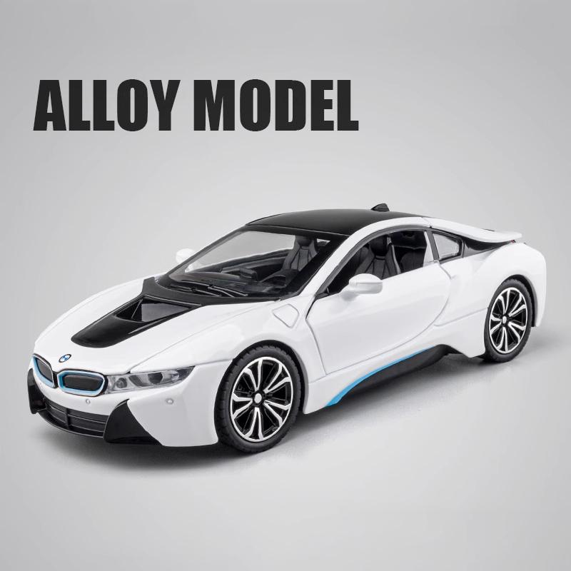 1/24 BMW I8 Supercar Alloy Car Model Diecasts Metal Toy Vehicles Sound Light Simulation Collectibles Hobbies Baby Kids Toy Gifts