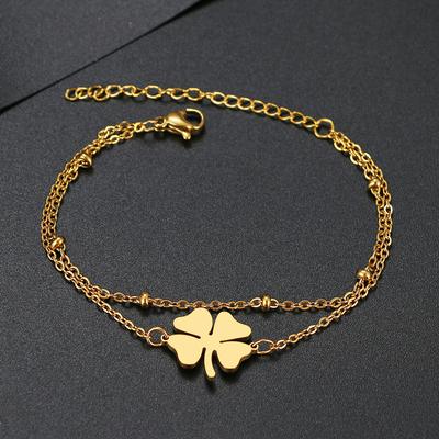 Stainless Steel Bracelets Four-leaf Clover Classic Fashion Style Bracelet For Women Fine Fashion Zircon Wedding Party Gifts