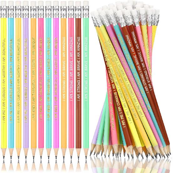 Fumete 36 Pcs pirational Pencils for Students Bulk Pastel Pencils Classroom Motivational Quote with Eraser Pre Sharpened #2 HB Back to School Gift