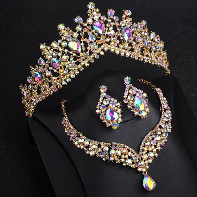 Sophisticated Wedding Jewelry Ensembles with Clear Rhinestones Necklace and Stylish Earrings Fashion Accessory