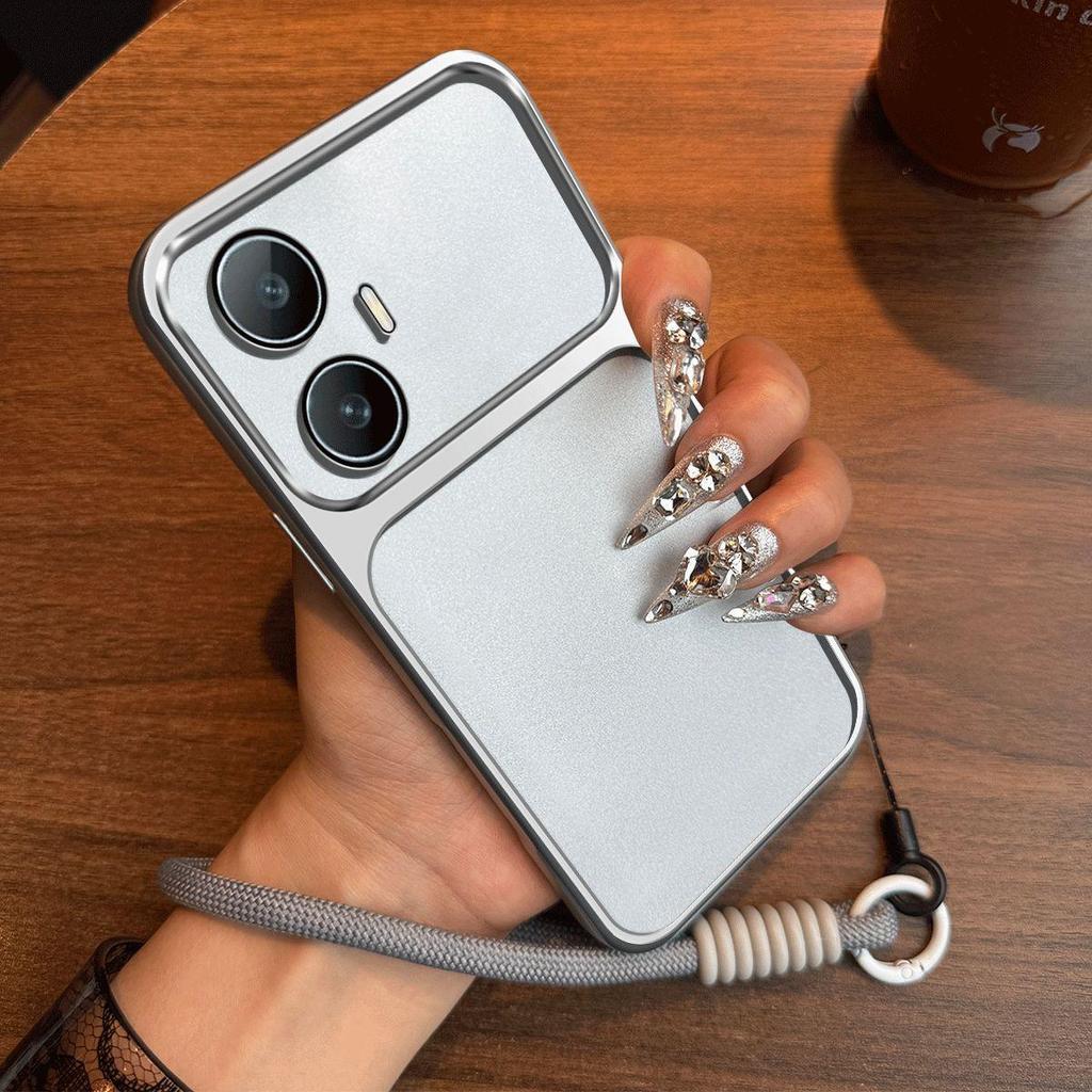 Luxury Big Window Phone Case with Lanyard for realme C55 Premium Textured Casing