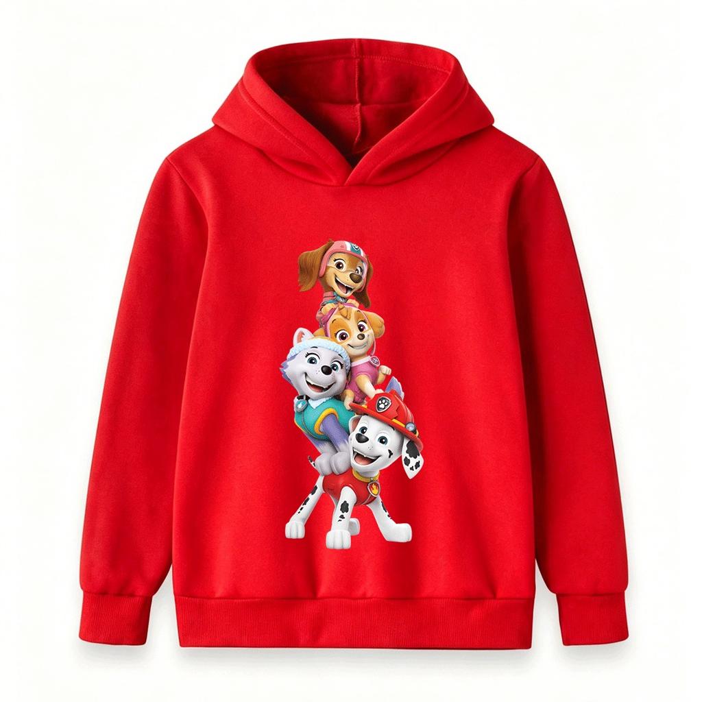 Cartoon Puppy Group Print Kids Hoodie Sweatshirt Boys Girls Casual Long Sleeve Pullover Top for Toddlers
