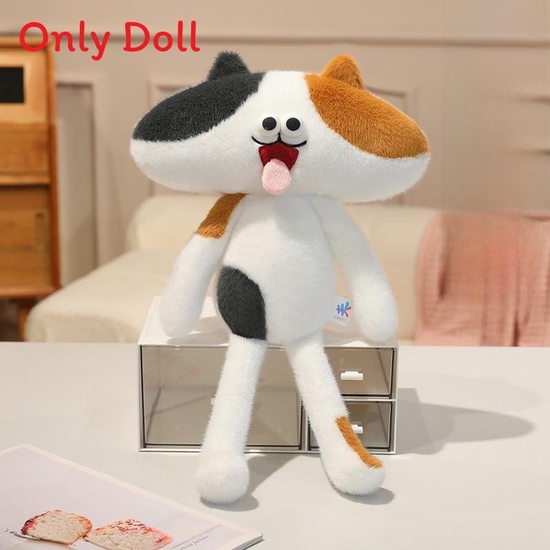 Super Soft Short Plush Frenchie Cat Plush Toy With Tongue Out Funny Design For Kids And Teens