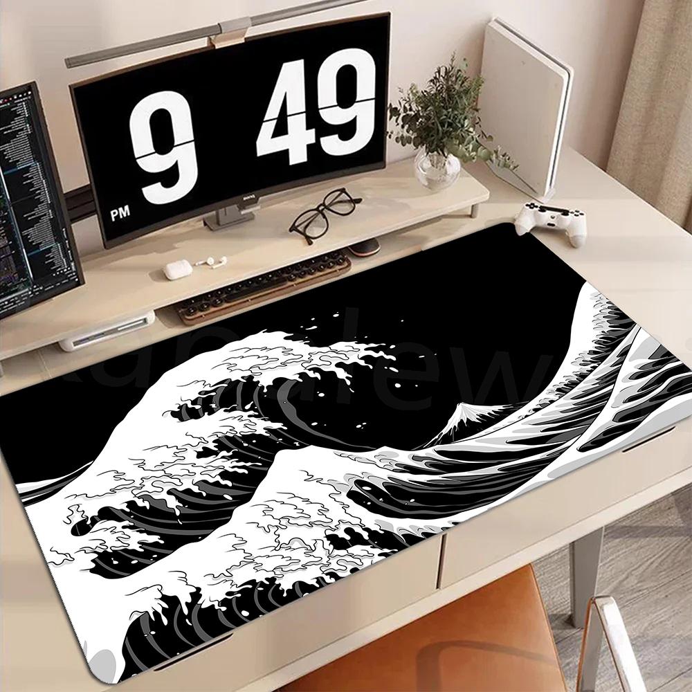 Japanese Great Off Wave Mouse Pad Gaming Mouse Mat Large Mousepad Rubber Deskmat Company Desk Pad Big Mousepads 900x400mm