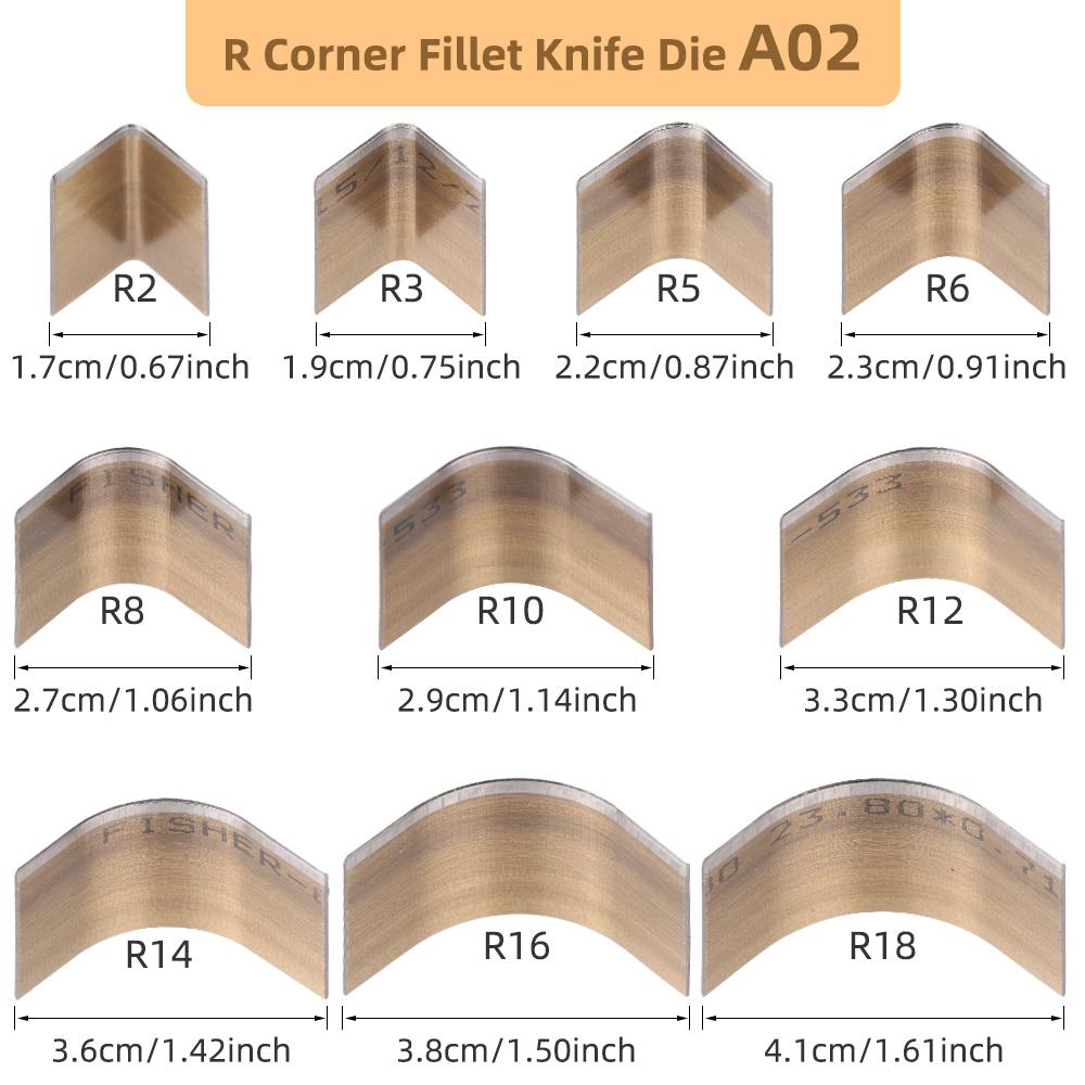 1Set Handmade Stamping Tools for Faux Leather, Metal Cutting Knife Mold, R-Angle Knife Mold, DIY Round Corner Cutting Knife Mold