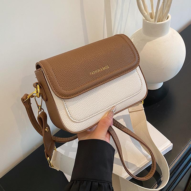 Early autumn new fashion niche ribbon contrasting color small square bag versatile single shoulder messenger women's bag