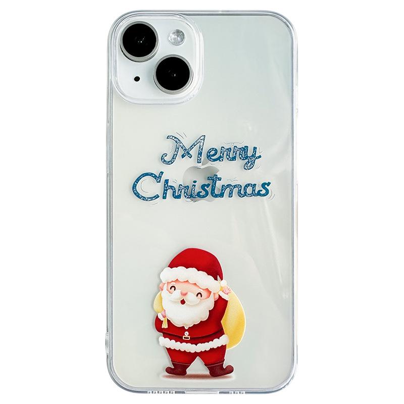 "Apple Christmas Phone Case: Transparent Cartoon Designs for 13 Pro, 14 Pro Max, 15 Pro Max, and 16 Pro"