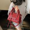 Women's Bag 2025 New Korean Version Fashion Rivet Shoulder Locomotive Bag Personalized Trend Messenger Small Square Bag Pu