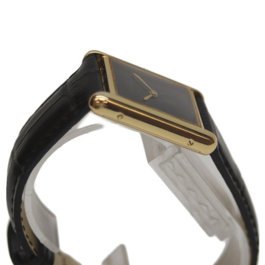 Cartier 1976-1981 925 Must Tank Vermeil LM Black Dial Hand Winding Watches - goldUsed