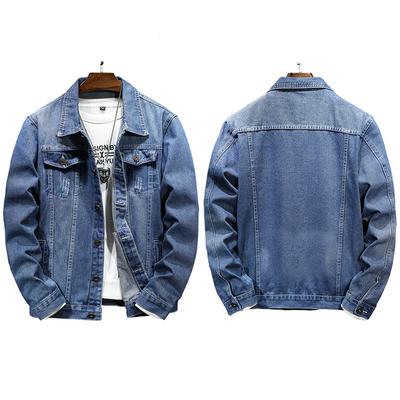 Men's Spring and Autumn Windproof Jacket Washed Denim Jacket Plus Size Denim Jacket
