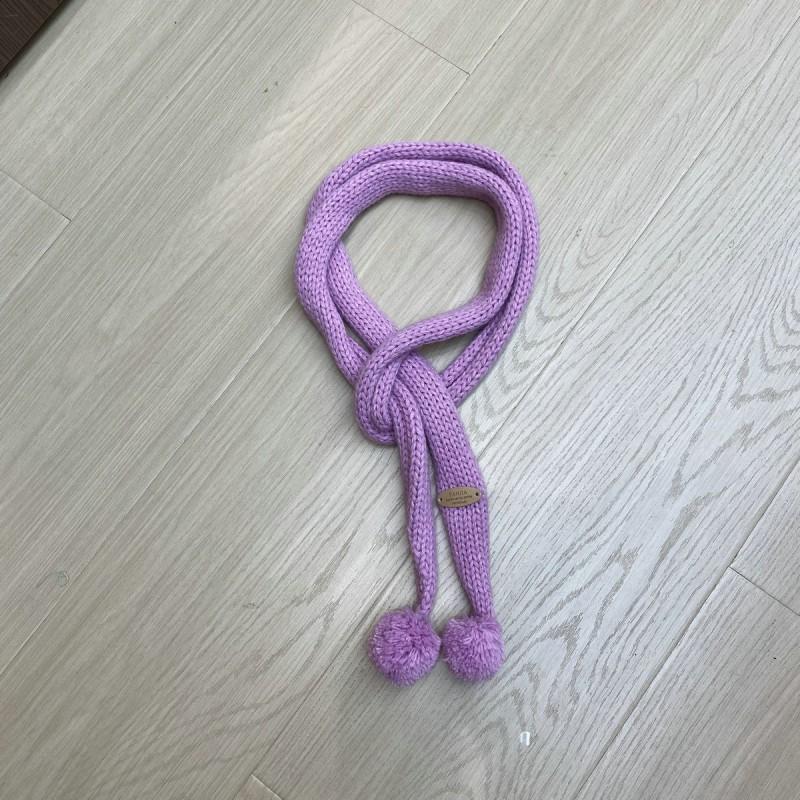Knitted Narrow Scarf With Tassel Pendant Women Soft Wool Blend Winter Accessory Daily Wear