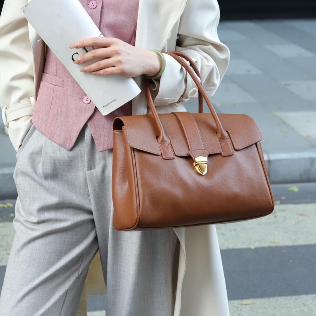 2025 erste Schicht pflanzlich gegerbtes Rindsleder High-End-Aktentasche echtes Leder Retro Pendler große Kapazität Messenger-Handtasche