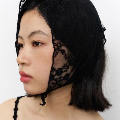 Geegee Flower Lace Hair Bandana - Black