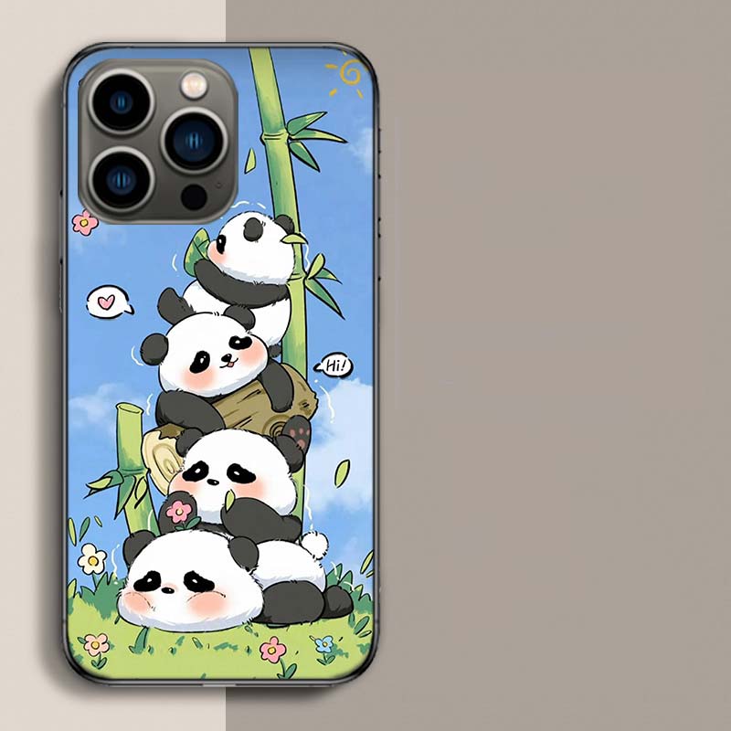 Very Cute Little Panda Phone Case For Iphone 17 Air 15 Pro 14 Plus 16 Pro Max 17E 16E 12 13 Mini 11 Cover Cute Fundas