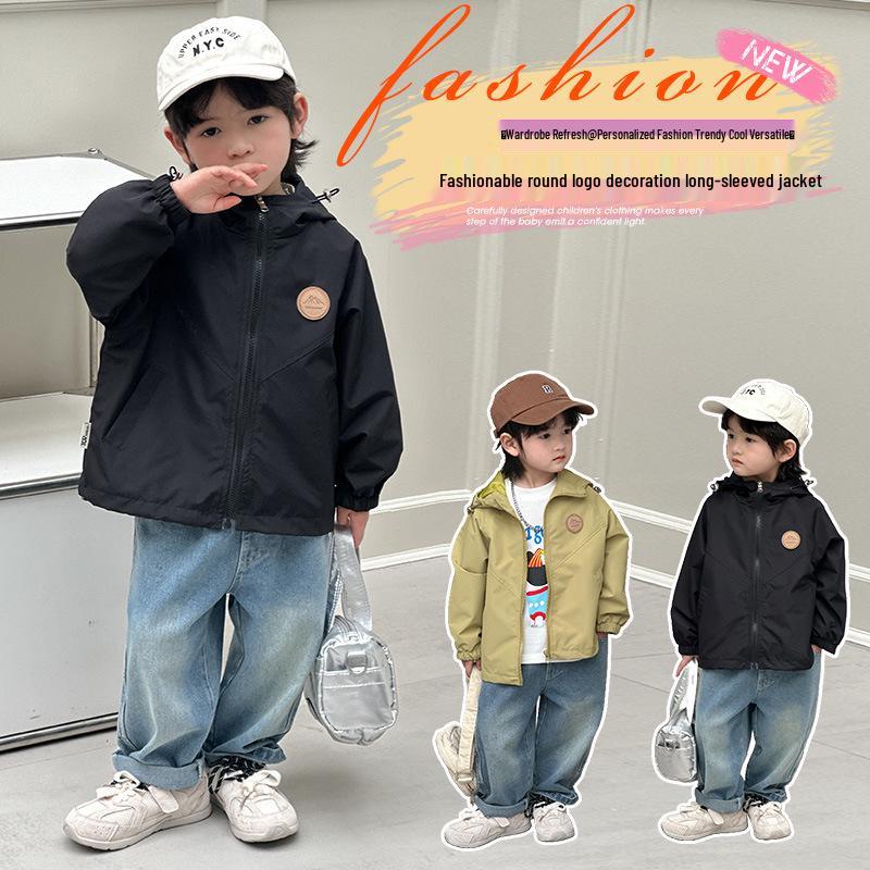 Herbst 2025 Kapuzenjacke: Trendiger Windbreaker für Jungen, kleine und mittlere Größen, lässige Oberbekleidung